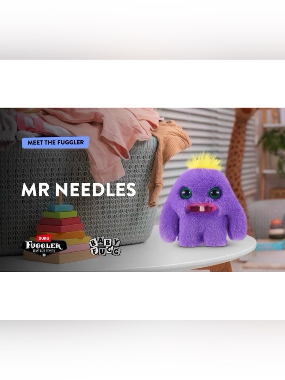 NIB Zuru Fuggler Baby Fuggs Series 4 - Mr. Needles Purple Mini Plush - Picture 5 of 5